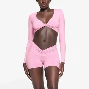 NWT Skims Cotton Twist Long Sleeve Top Cotton Candy Size XS